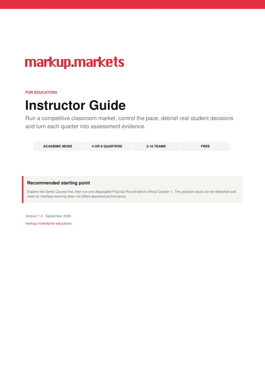 Cover of the Markup Markets Instructor Guide